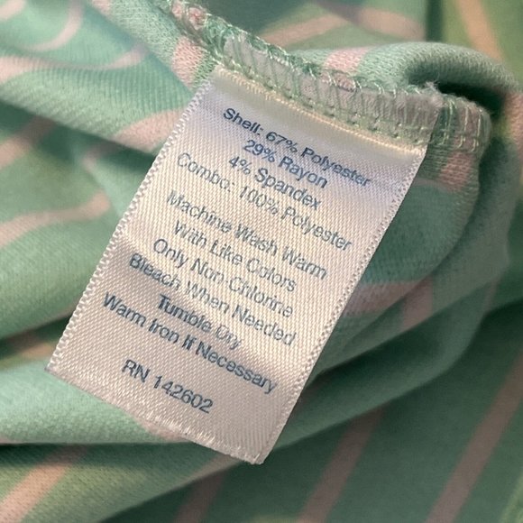 Sail To Sable Shift Dress SZ Small Short Sleeve Mint Green Stripe Gold Back Zip - Picture 7 of 10